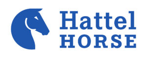 Hattel horse logo sininen valkoisella taustalla