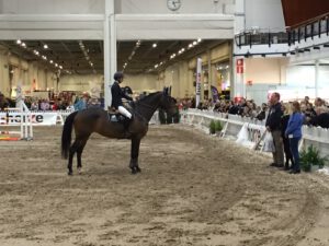 Susanna Granroth ja Anatevka (i. Ustinov) Helsinki Horse Fairin lauantain 140 cm:n palkintojenjaossa.